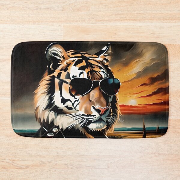 Item preview, Vintage Animal Art: Tiger Stud with Sunglasses Portrait | Animal Art | Oil Painting | Animal Portrait designed and sold by UnhingedBird.