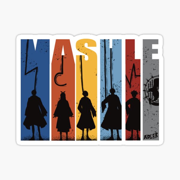 Item preview, MMAM-10 Mashle Magic and Muscles Colorful Vintage Anime Characters Mash Lemon Finn Lance and Dot with Adler Symbol designed and sold by noberic.