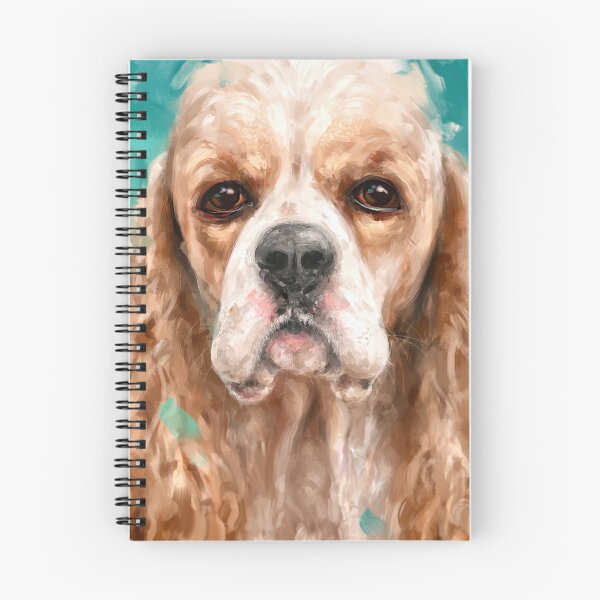 Item preview, Expressive Painting of a Gorgeous Blonde Cocker Spaniel on a Green Teal Background designed and sold by ibadishi.