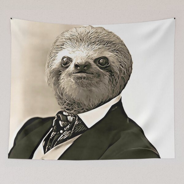 Item preview, Gentleman Sloth with Nice Posture - Print / Home Decor / Wall Art / Poster / Gift / Birthday / Sloth Lover Gift / Animal print Canvas Print designed and sold by Furry And  Purry.