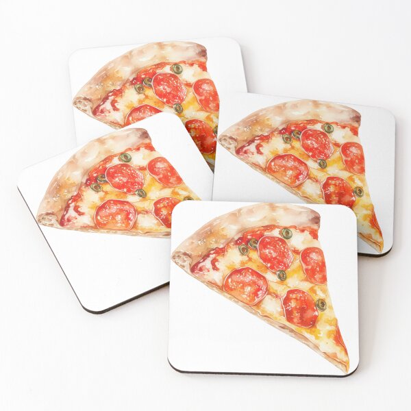 Item preview, Watercolor pepperoni pizza slice illustration   designed and sold by ImagineCorner.