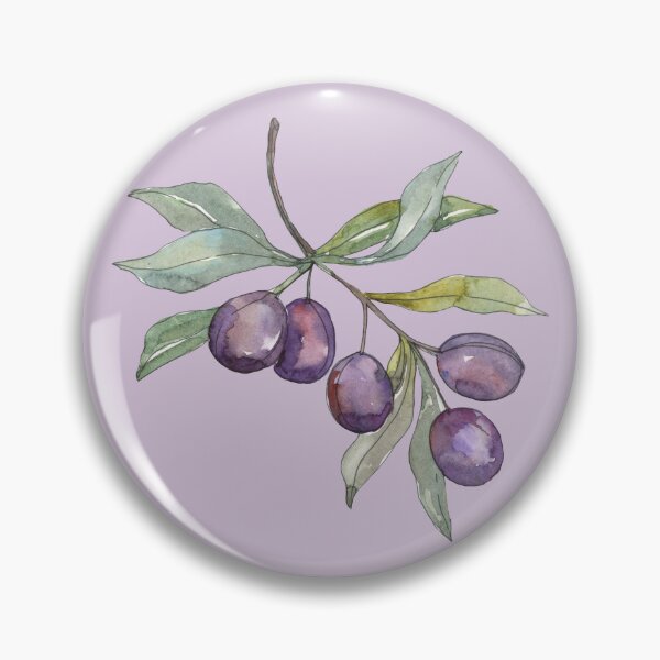 Item preview, purple Olive twig with leaves watercolor designed and sold by EmeraldeaArt.