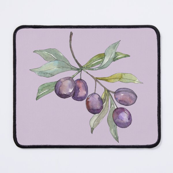 Item preview, purple Olive twig with leaves watercolor designed and sold by EmeraldeaArt.