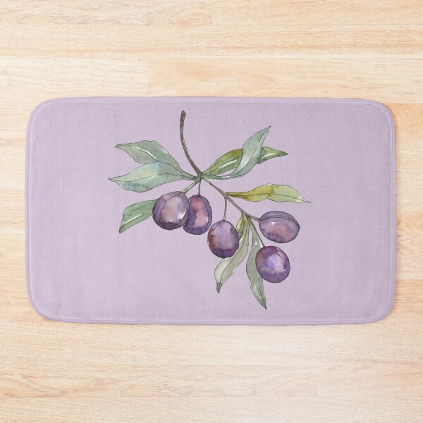 Item preview, purple Olive twig with leaves watercolor designed and sold by EmeraldeaArt.