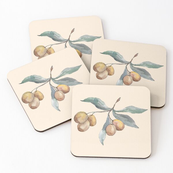 Item preview, Colorful Olive twig with leaves aquarelle designed and sold by EmeraldeaArt.