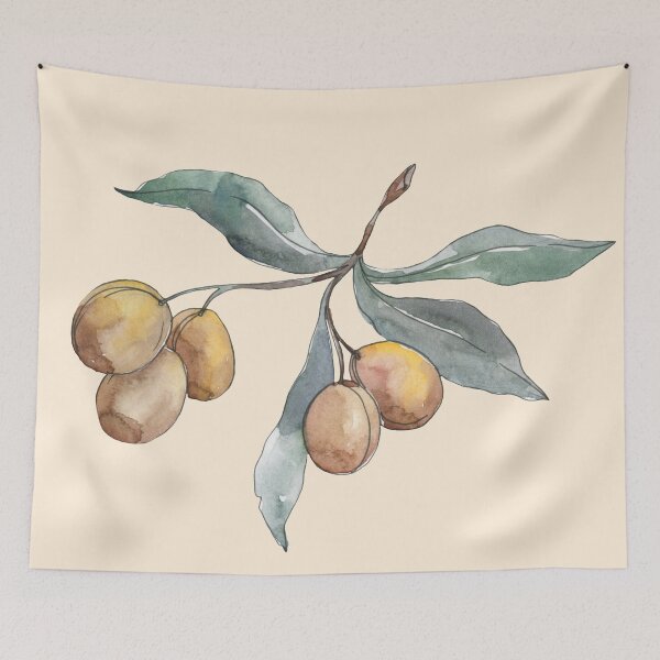 Item preview, Colorful Olive twig with leaves aquarelle designed and sold by EmeraldeaArt.