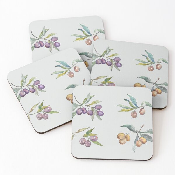Item preview, watercolor olive twig set designed and sold by EmeraldeaArt.