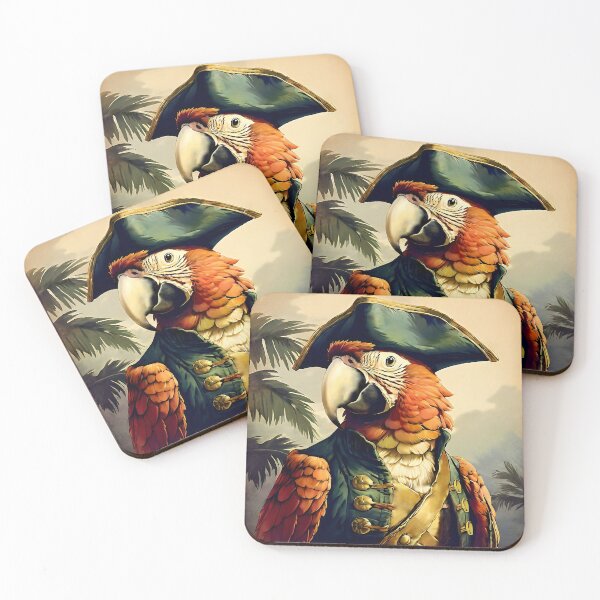 Item preview, Vintage Animal Art: Ara Macaw Parrot Pirate Captain Portrait | Animal Art | Oil Painting | Vintage Art designed and sold by UnhingedBird.