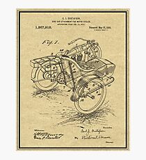 Patent Print Motorcycle Sidecar 1918 Wall Art Photographic Print