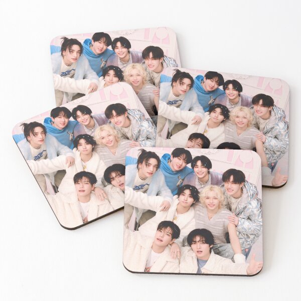 Item preview, Stray Kids ot8 pink poster 5 o'clock SKZ KPOP designed and sold by Kpop-Noona.