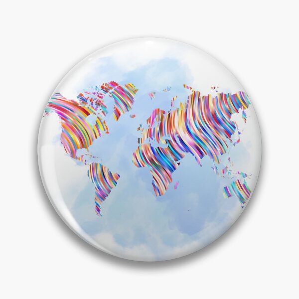 Item preview, Vibrant World Map - Abstract Stripes on Watercolour designed and sold by RaiyaTees.