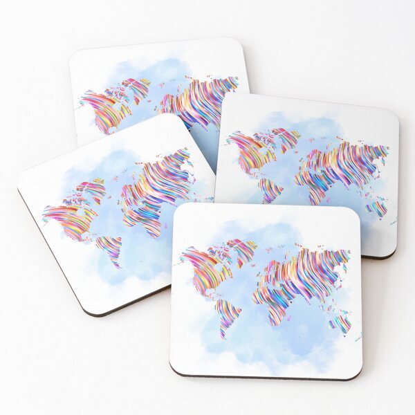 Item preview, Vibrant World Map - Abstract Stripes on Watercolour designed and sold by RaiyaTees.