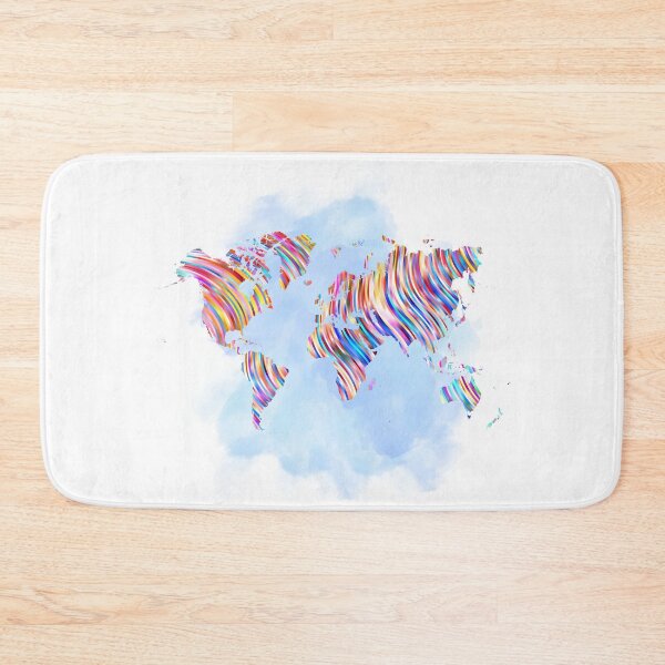 Item preview, Vibrant World Map - Abstract Stripes on Watercolour designed and sold by RaiyaTees.