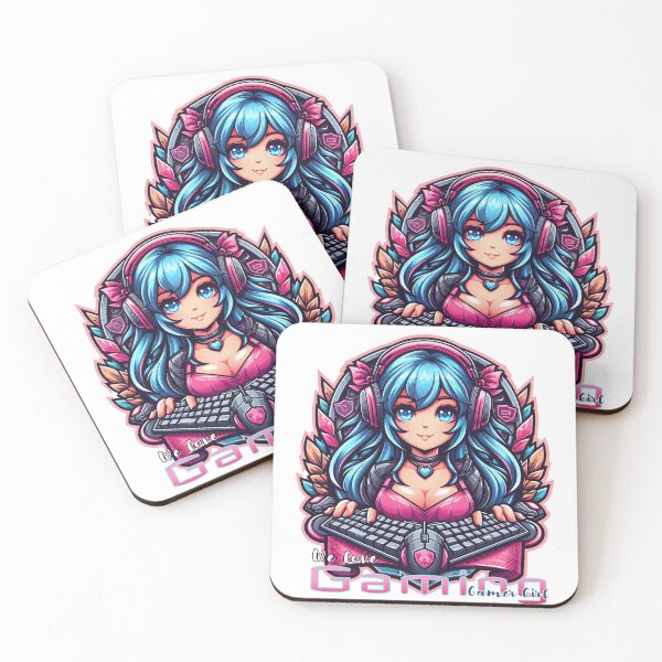Item preview, Anime/Manga Art, Woman with Keyboard and Mouse, We Love Video Games Lettering designed and sold by Salimgor Hangaround Music.