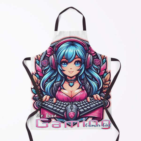 Item preview, Anime/Manga Art, Woman with Keyboard and Mouse, We Love Video Games Lettering designed and sold by Salimgor Hangaround Music.