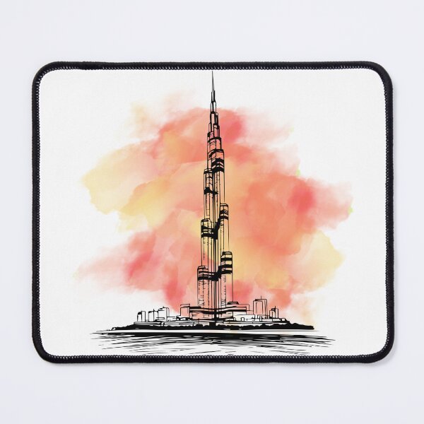 Item preview, Iconic Burj Khalifa with Watercolour Background designed and sold by RaiyaTees.