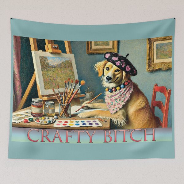 Item preview, "Crafty Bitch" Female Dog Artist Painter designed and sold by Shells Graffiti.