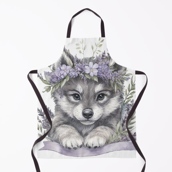 Item preview, Wolf. Cute puppy Wolf with floral crown resting designed and sold by Anastasiia Yurevych.
