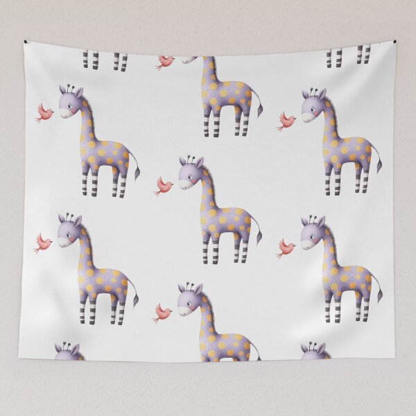 Item preview, A whimsical illustration of happy giraffe designed and sold by Beyondnote-Art.