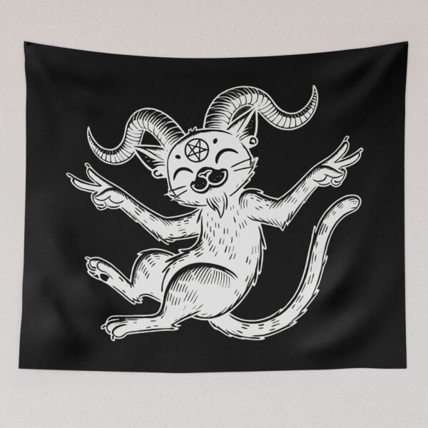 Item preview, Devil’s Purr – White Mischievous Cat designed and sold by sekrecja.
