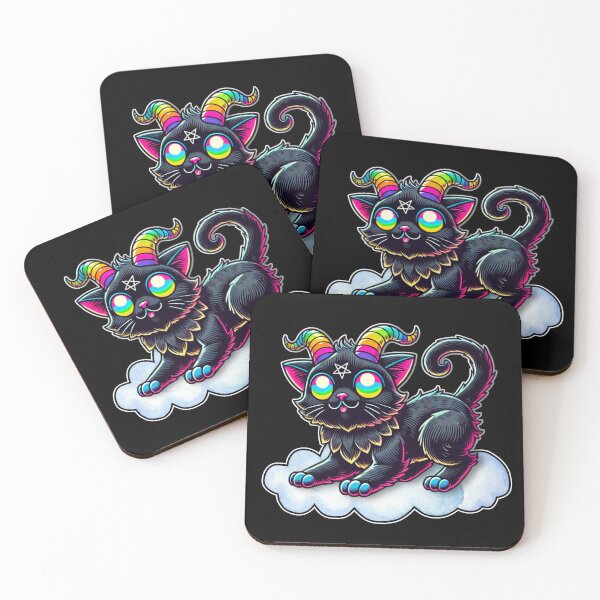 Item preview, Rainbow Horned Cat – Cute Demon on a Cloud designed and sold by sekrecja.