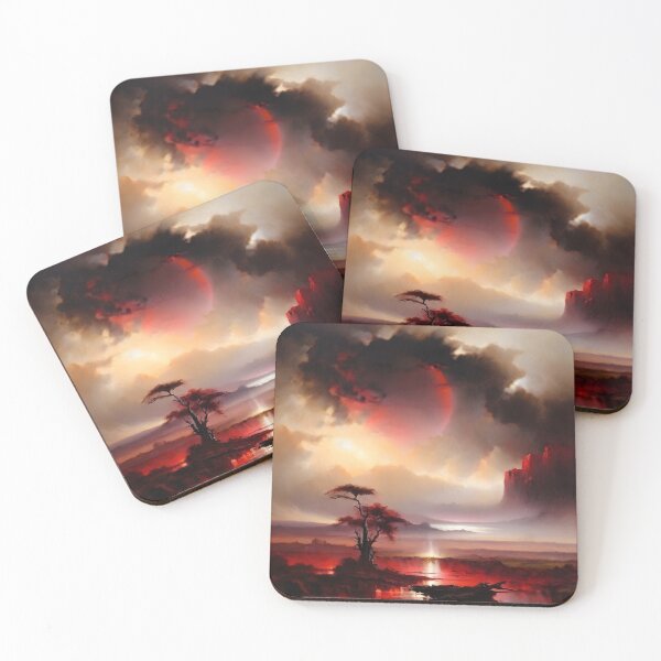 Item preview, The Red World Under the Red Sun Landscape | Fantasy Art | Fantasy Landscape | Nature Fantasy designed and sold by UnhingedBird.