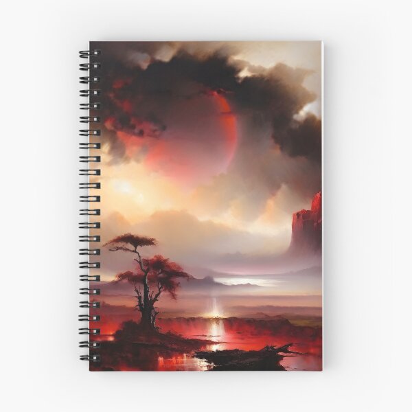Item preview, The Red World Under the Red Sun Landscape | Fantasy Art | Fantasy Landscape | Nature Fantasy designed and sold by UnhingedBird.