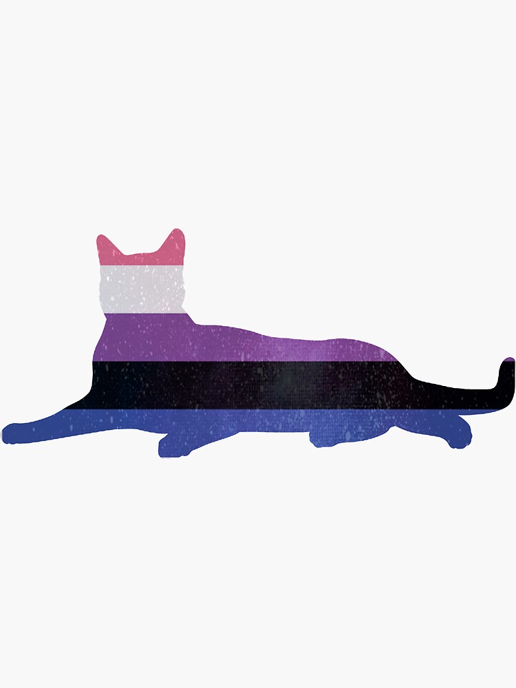 Gender Fluid Pride Cat Sticker By Kittykarnstein Redbubble 4338