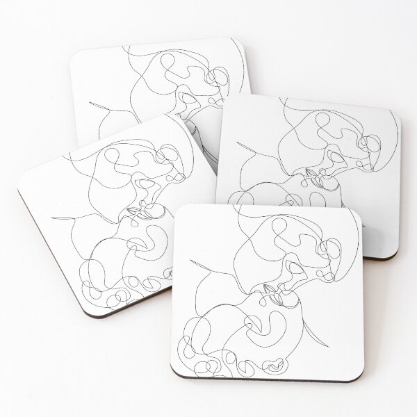 Item preview, Two lovers faces kissing, continuous line technique designed and sold by EyeMFlatBoard.