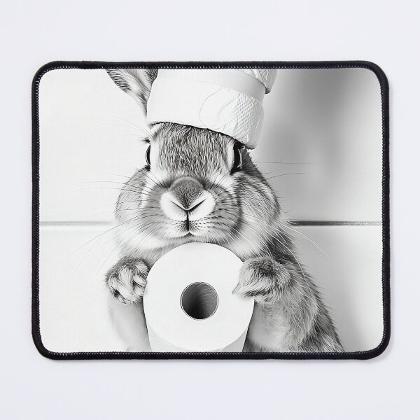 Item preview, Bunny in Bathroom with Toilet Paper on Head designed and sold by CheekyAnimalz.