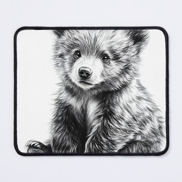 Item preview, Realistic bear cub pencil drawing designed and sold by Pencil-Art.