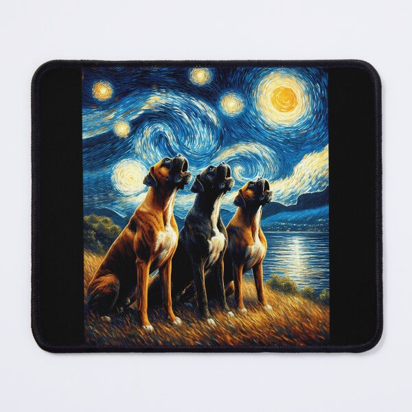 Item preview, Starry Night Three Boxers Howling at Moon Dog Lover designed and sold by Kimberley King Art  King Art.