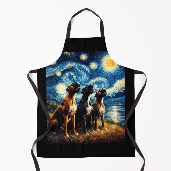 Item preview, Starry Night Three Boxers Howling at Moon Dog Lover designed and sold by Kimberley King Art  King Art.