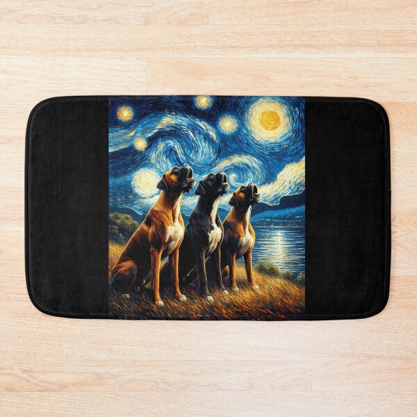 Item preview, Starry Night Three Boxers Howling at Moon Dog Lover designed and sold by Kimberley King Art  King Art.