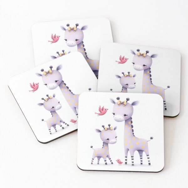 Item preview, A whimsical illustration of happy giraffe family designed and sold by Beyondnote-Art.