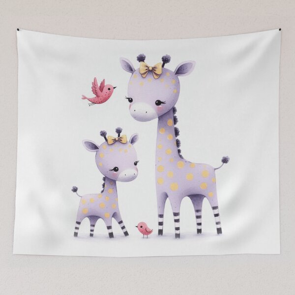 Item preview, A whimsical illustration of happy giraffe family designed and sold by Beyondnote-Art.