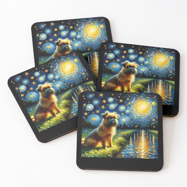 Item preview, Starry Night Brussels Griffon Dog Van Gogh Lover designed and sold by Kimberley King Art  King Art.