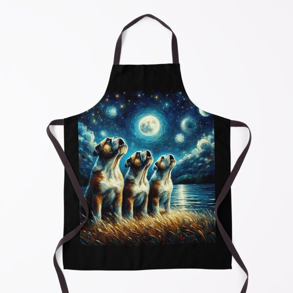 Item preview, Starry Night Three Bulldogs Howling at Moon Dog Lover designed and sold by Kimberley King Art King Art.