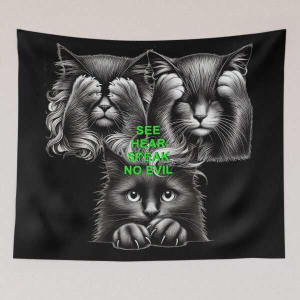 Item preview, 3 wise black cats designed and sold by MGphotoart.
