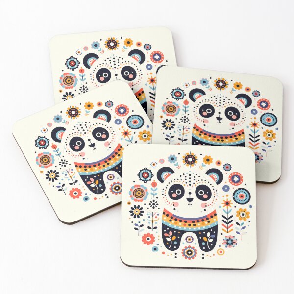 Item preview,  Scandinavian Folk Art Rainbow Animals - Panda by Heidi Anne Morris designed and sold by FOLK ART FUSION by heidiannemorris.