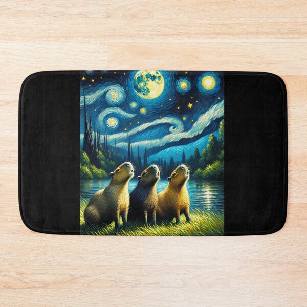 Item preview, Starry Night Three Capybaras Howling at Moon Capybara Lover designed and sold by Kimberley King Art  King Art.
