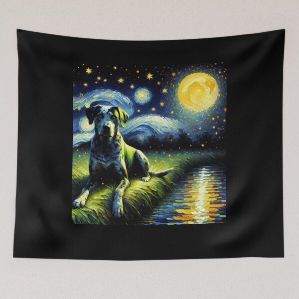 Item preview, Starry Night Catahoula Leopard Dog Van Gogh Lover designed and sold by Kimberley King Art  King Art.