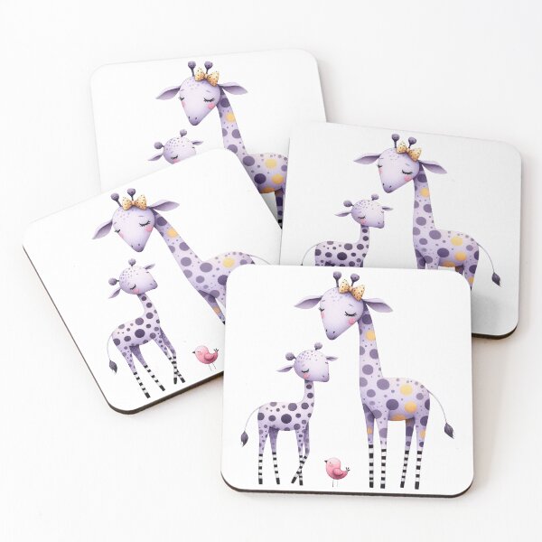 Item preview, A whimsical illustration of happy giraffe family designed and sold by Beyondnote-Art.