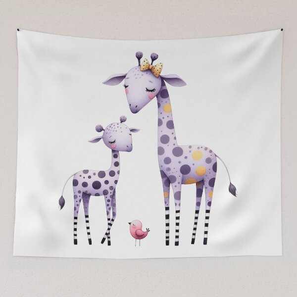 Item preview, A whimsical illustration of happy giraffe family designed and sold by Beyondnote-Art.