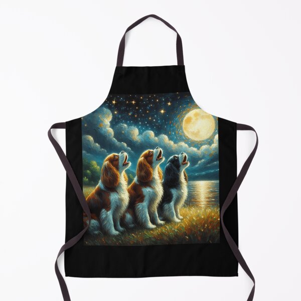 Item preview, Starry Night Three Cavalier King Charles Spaniels Howling at Moon Dog Lover designed and sold by Kimberley King Art King Art.