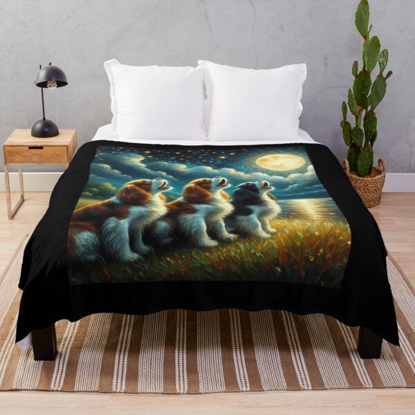 Item preview, Starry Night Three Cavalier King Charles Spaniels Howling at Moon Dog Lover designed and sold by Kimberley King Art  King Art.