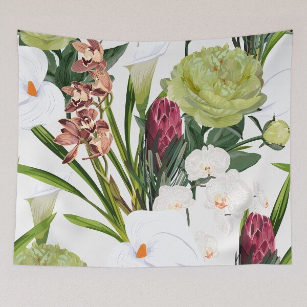 Item preview, Floral Seamless Pattern with peony and tropical flowers and leaves. designed and sold by MatyKotiv.