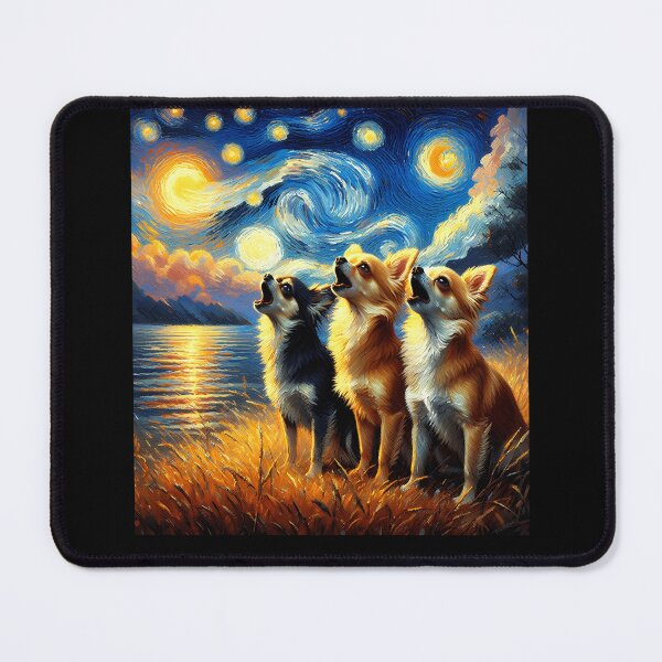 Item preview, Starry Night Three Chihuahuas Howling at Moon Dog Lover designed and sold by Kimberley King Art King Art.