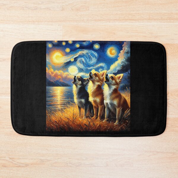 Item preview, Starry Night Three Chihuahuas Howling at Moon Dog Lover designed and sold by Kimberley King Art  King Art.