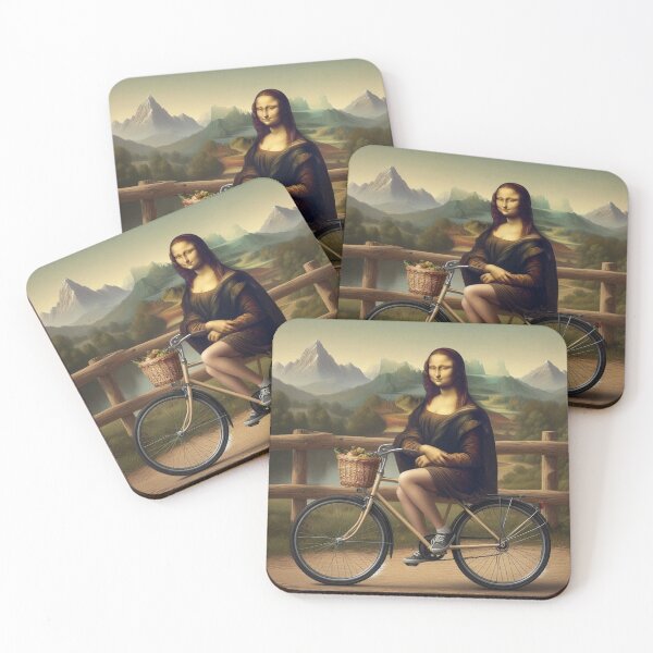 Item preview, Mona Lisa with Bike Leonardo Da Vinci Funny art parody designed and sold by ArtUnova.